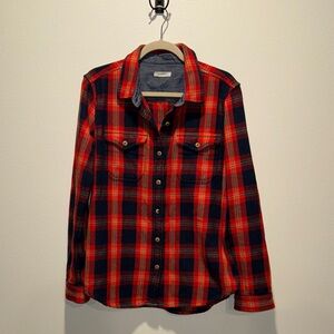 Outerknown Red and Navy Plaid Casual Shirt